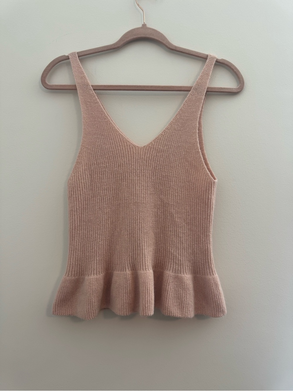 Abound V-Neck Peplum Knit Tank Top Blush Pink